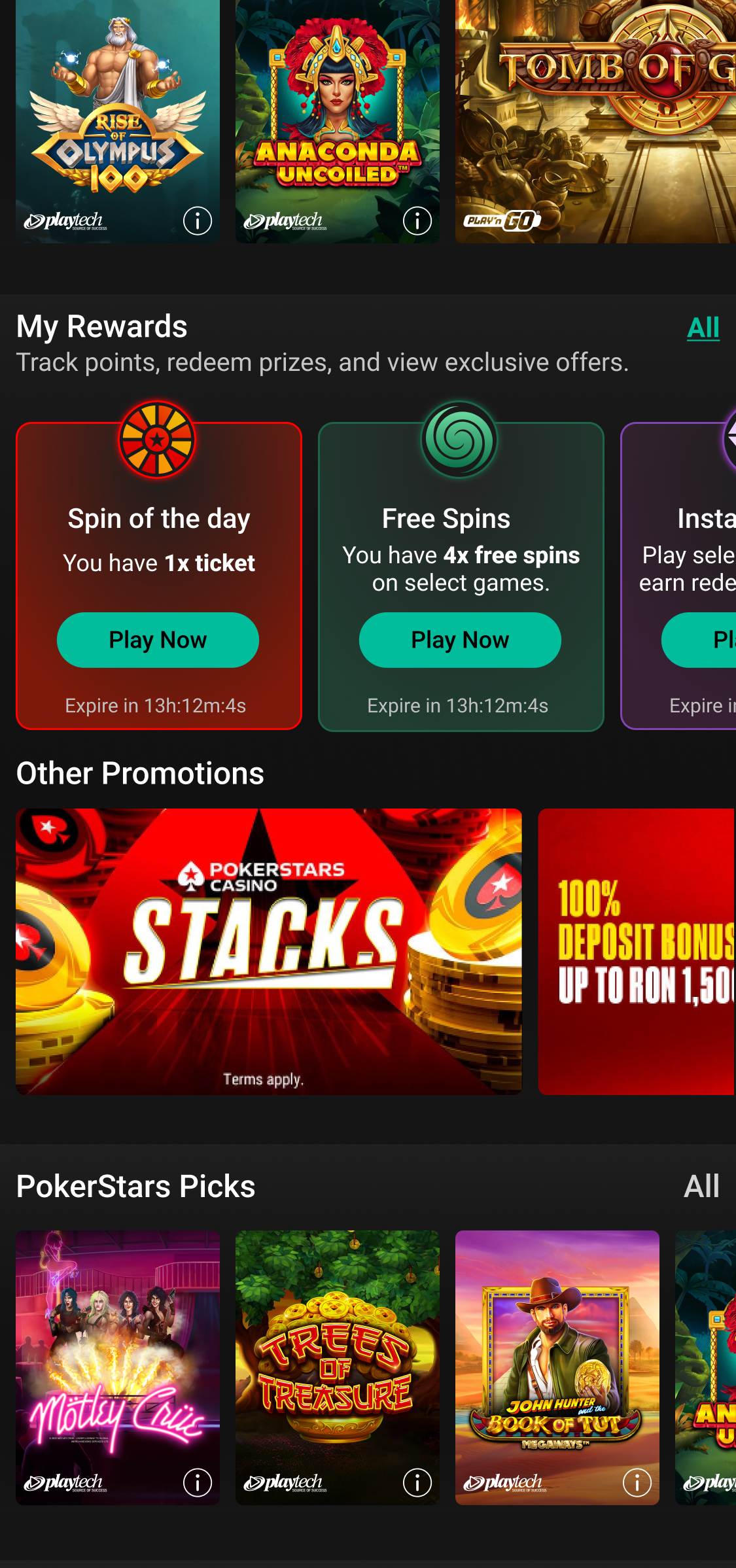 Widget — Spin of the Day + Free Spins cards