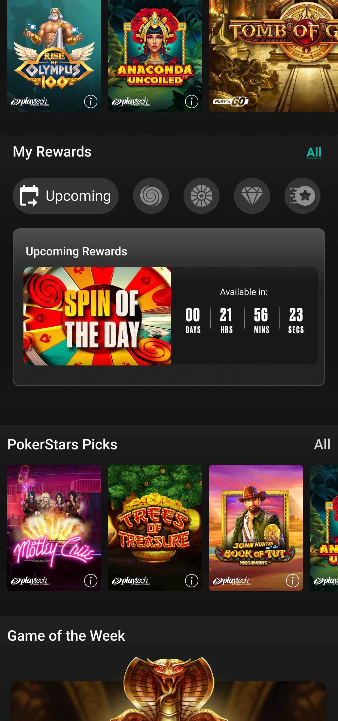 Widget — Upcoming Rewards countdown